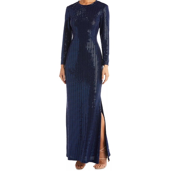 Morgan & Co. Women’s Long Sleeve Sequins Gown